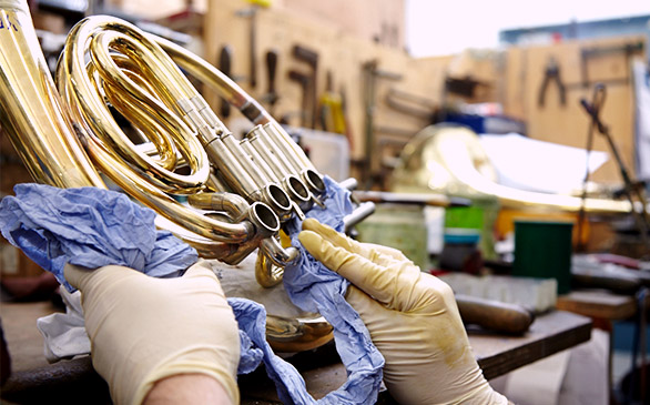 French Horn Being Repaired